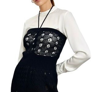 NWT Danskin black crochet knit tube top ruched balletcore halter top M